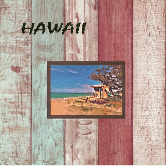 【送料無料】南国の風景☆HAWAII No.96   フレーム付 　A4サイズ 3枚目の画像