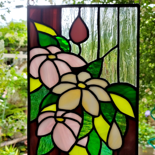 サンキャッチャー フラワー ステンドグラス風 パネル 新築祝い