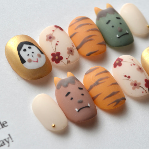 節分ネイルチップ 鬼と福の神 ネイルチップ（つけ爪） ciel nails 通販