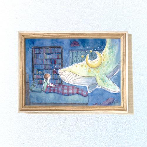 絵画。原画【夏が来ました。 猫ちゃんたちはスイカを食べる