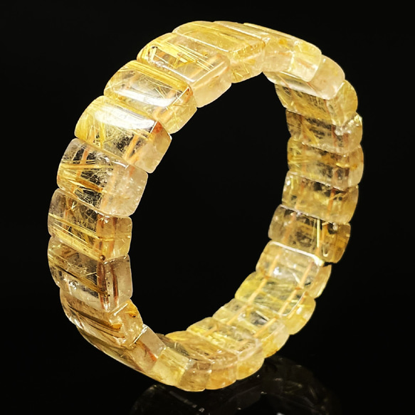 お勧め １５－１６ｍｍ 現品一点物 ゴールド タイチンルチル クォーツ バングル ４８ｇ 金針水晶 数珠 ＴＢ２１ 5枚目の画像