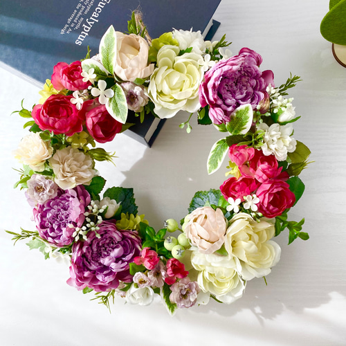 華やかリース〜 ＊25cm＊ リース 花サロンShine 通販 15265646