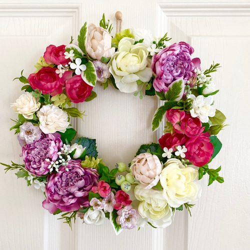 華やかリース〜 ＊25cm＊ リース 花サロンShine 通販 15265646