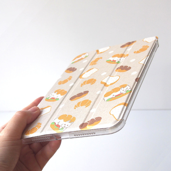 ペン収納付手帳型iPadケース【猫サンド】三折りスタンド機能付ソフトケースタイプ 2枚目の画像