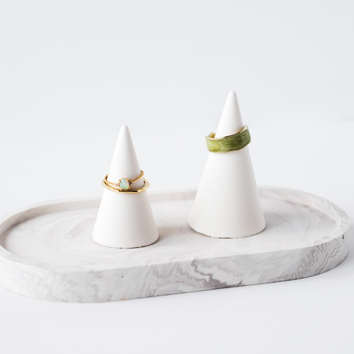 リングホルダー 大小 2個とオーバルトレイの3点セット リングスタンド