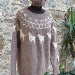ゴールデンレトリバー柄の手編みセーター　帽子おまけ 1枚目の画像