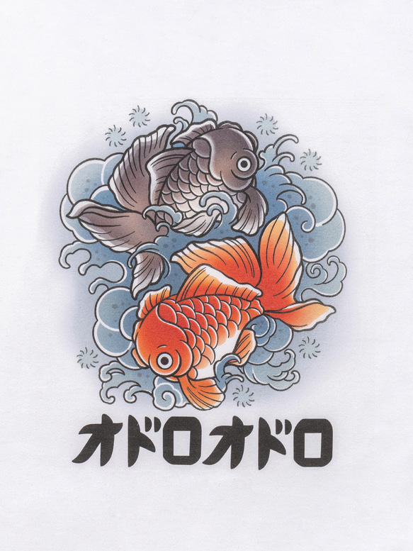オドロオドロ　【金魚　type-A】ロンT  スウェット ビッグシルエット　オーバーサイズ  ホワイト　白 4枚目の画像