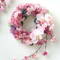 しだれ桜と胡蝶蘭のリース＊誕生日＊記念日祝い 3枚目の画像