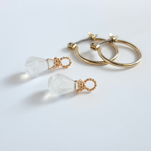 レインボームーンストーン(ホワイトラブラドライト) ラフドロップ 2way