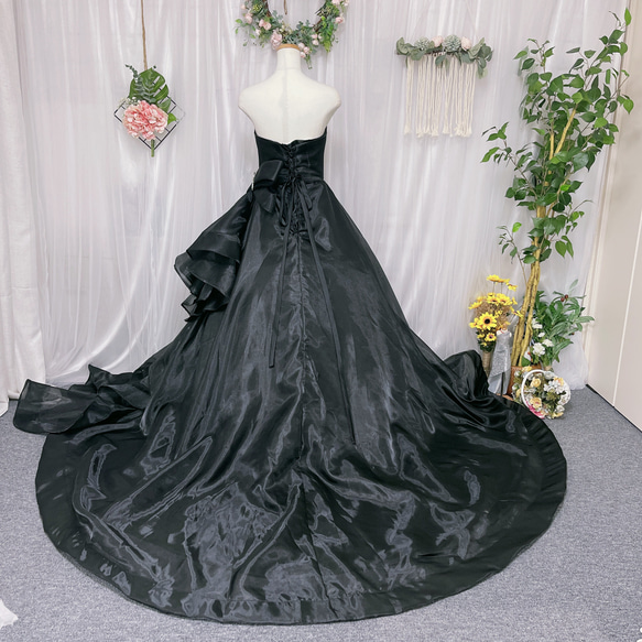 カラードレス　オーガンジードレス　黒　ウェディングドレス  色変更　サイズオーダー無料 4枚目の画像