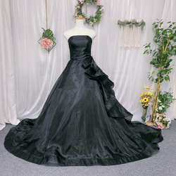 カラードレス　オーガンジードレス　黒　ウェディングドレス  色変更　サイズオーダー無料 1枚目の画像