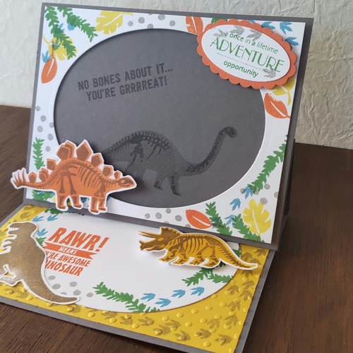 写真が飾れる恐竜フォトフレームカード メッセージカード sophia