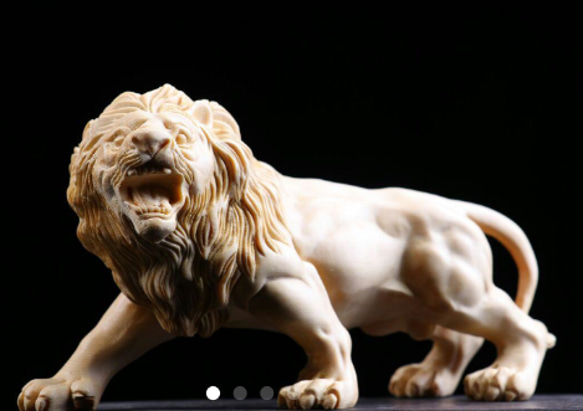 木製ライオン彫刻 約41cm 木製ライオン彫刻 約41cm 木彫りのライオン・7/動物 オブジェ