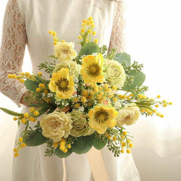 春色 アネモネ 春婚 クラッチブーケ 前撮り 307 ブーケ アトリエ美鈴  