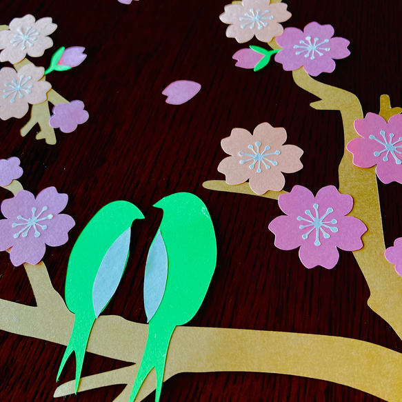 壁面飾り　春　装飾　桜　さくら　ハンドメイド　保育室　壁面　手作り　春の壁面　4月装飾　3月　ウグイス　鶯 2枚目の画像