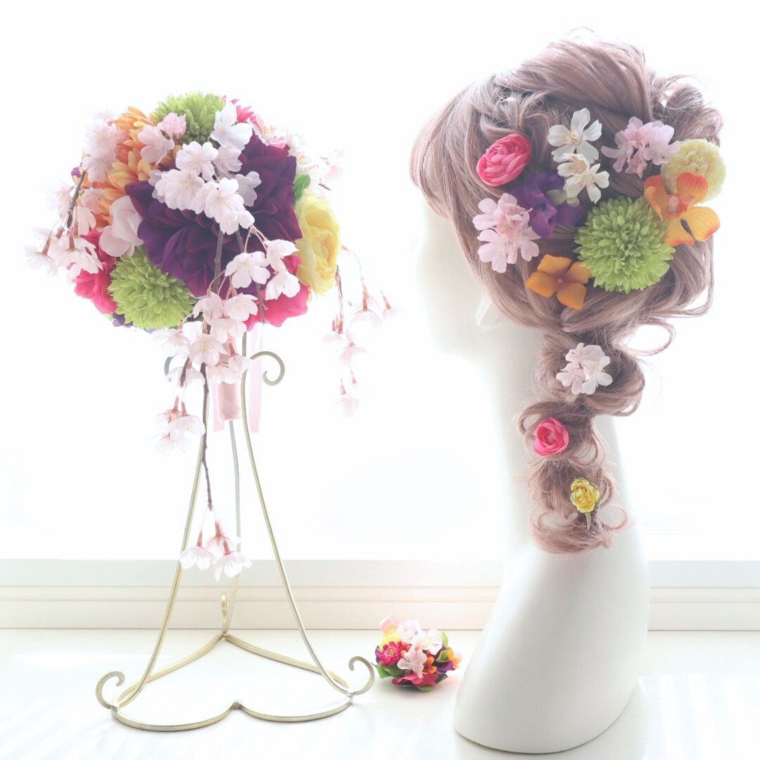 ウェディングブーケ＊春爛漫のカラフル桜ブーケ＊和装にも洋装にも