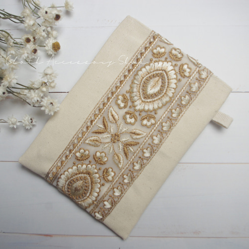 ゴミ箱ポーチ インド刺繍リボン バネ口ポーチ ポーチ Ag｜布こもの