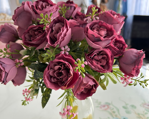 アーティフィシャルフラワー（高級造花）まとめ売り！白＋濃い目のピンク系 約8~10頭の牡丹,アーティフィシャルフラワー,濃いピンク,アレンジ用