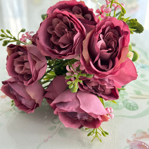 約8~10頭の牡丹,アーティフィシャルフラワー,濃いピンク,アレンジ用