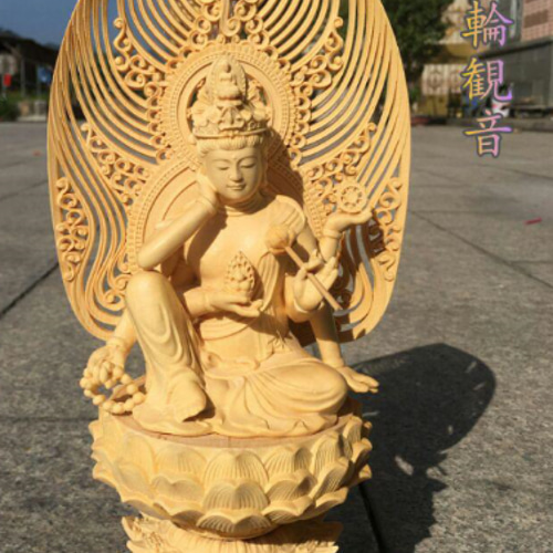 大迫力 木彫り 仏像 如意輪観音菩薩座像 彫刻 一刀彫 天然木檜材 大迫力 木彫り 仏像 如意輪観音菩薩座像 彫刻 一刀彫 天然木檜材