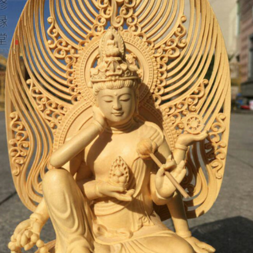 大迫力 木彫り 仏像 如意輪観音菩薩座像 彫刻 一刀彫 天然木檜材 大迫力 木彫り 仏像 如意輪観音菩薩座像 彫刻 一刀彫 天然木檜材