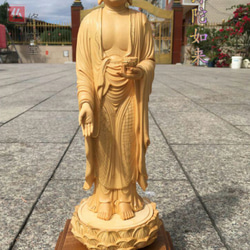 大迫力 木彫仏像阿弥陀如来立像 阿弥陀仏 本金 切金 彫刻 天然木檜材 F