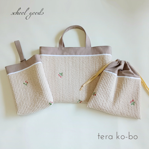 刺繍名入れ付き通園・通学5点セット（ピンク) | iichi 日々の