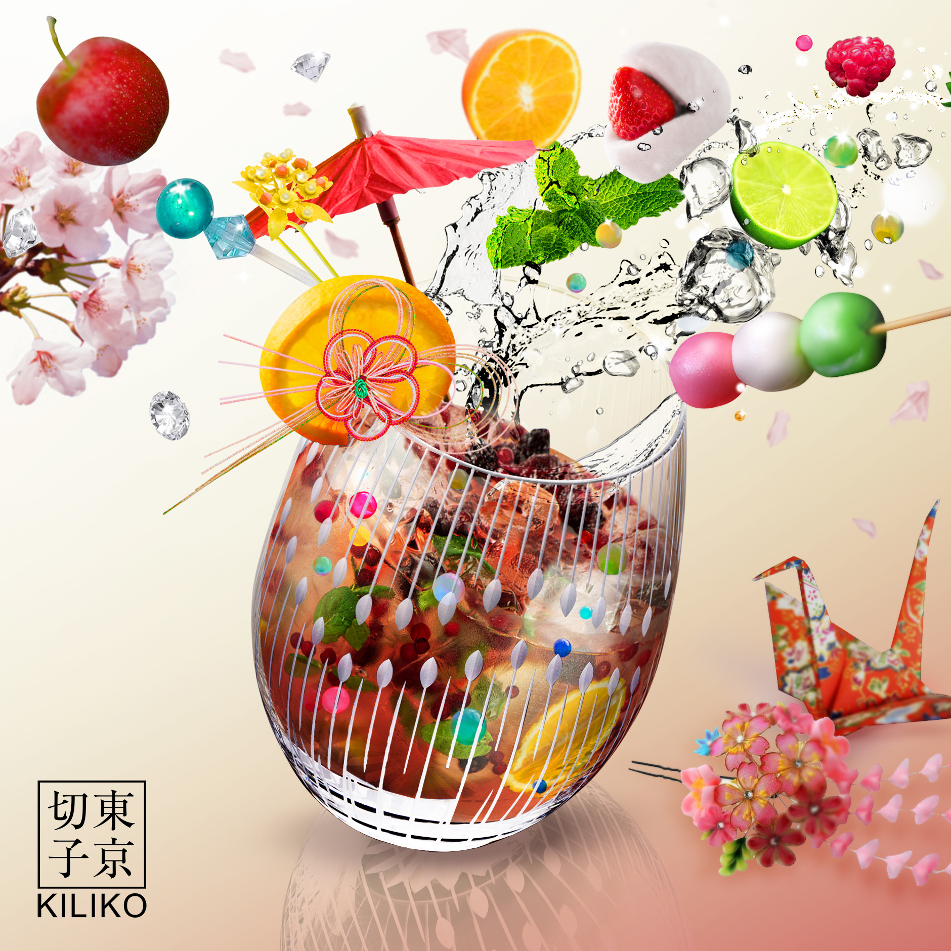 東京切子コンパクトミラー 天空　～ミルキーウェイ～　　イエローゴールド