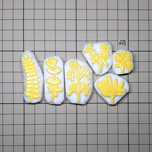 消しゴムはんこ「ボタニカル①」6個セット はんこ・スタンプ