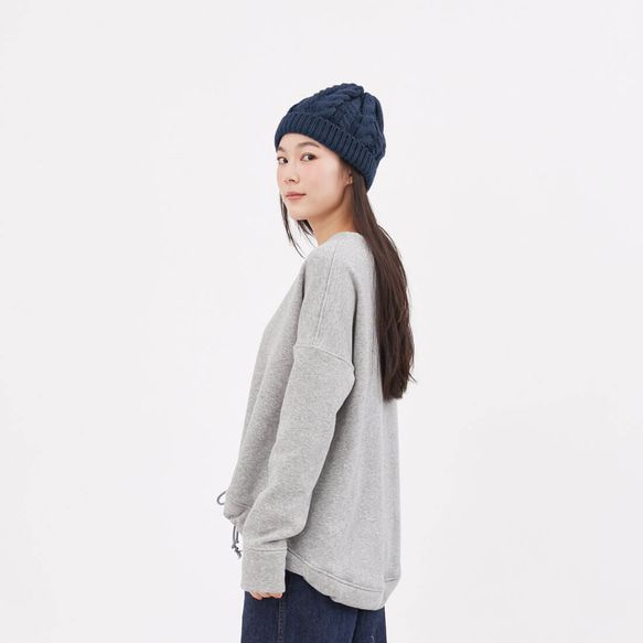 Merry Chunky Cable Beanie /Navy 4枚目の画像