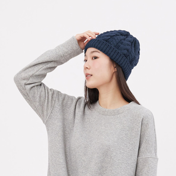 Merry Chunky Cable Beanie /Navy 5枚目の画像