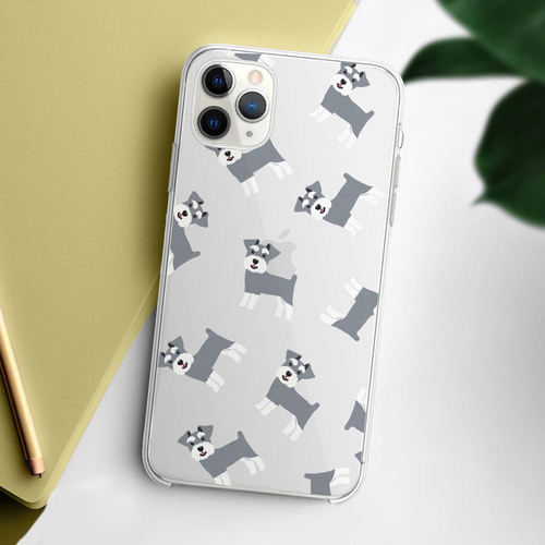 シュナウザー パターン柄 】 スマホケース クリアソフトケース 犬 犬