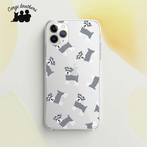 シュナウザー パターン柄 】 スマホケース クリアソフトケース 犬 犬