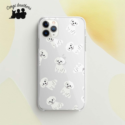 マルチーズ パターン柄 】 スマホケース クリアソフトケース 犬 犬