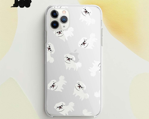 ペキニーズ パターン柄 】 スマホケース クリアソフトケース 犬 犬