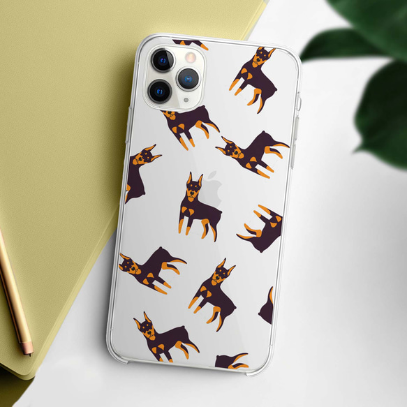【 ドーベルマン パターン柄 】 スマホケース　クリアソフトケース　犬　犬グッズ　プレゼント　アンドロイド対応 4枚目の画像