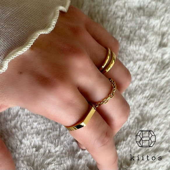 つけっばなし！ＯＫ♪金属アレルギー対応　316L サージカルステンレス シンプル 2連　リング 指輪 10枚目の画像