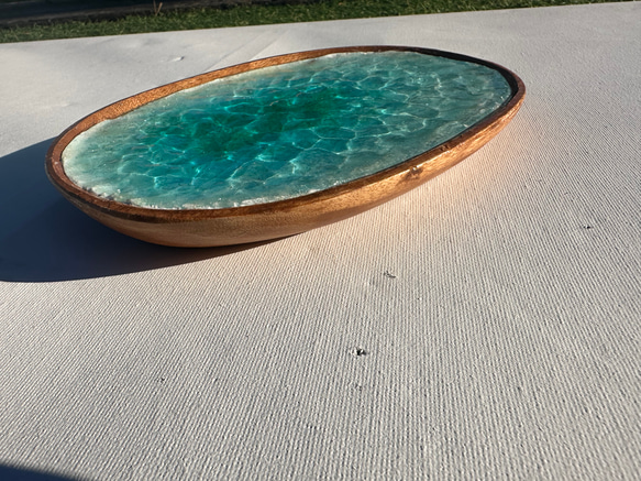 木製アクセサリートレイ　白砂のラグーン　タイプA      Mサイズ白砂と水紋　 5枚目の画像