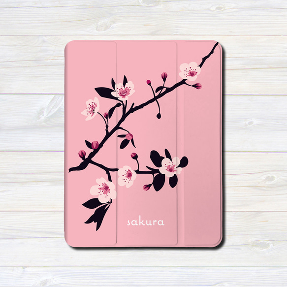 iPadケース 【サクラ ピンク】 手帳型ケース ※2タイプから選べます 2枚目の画像