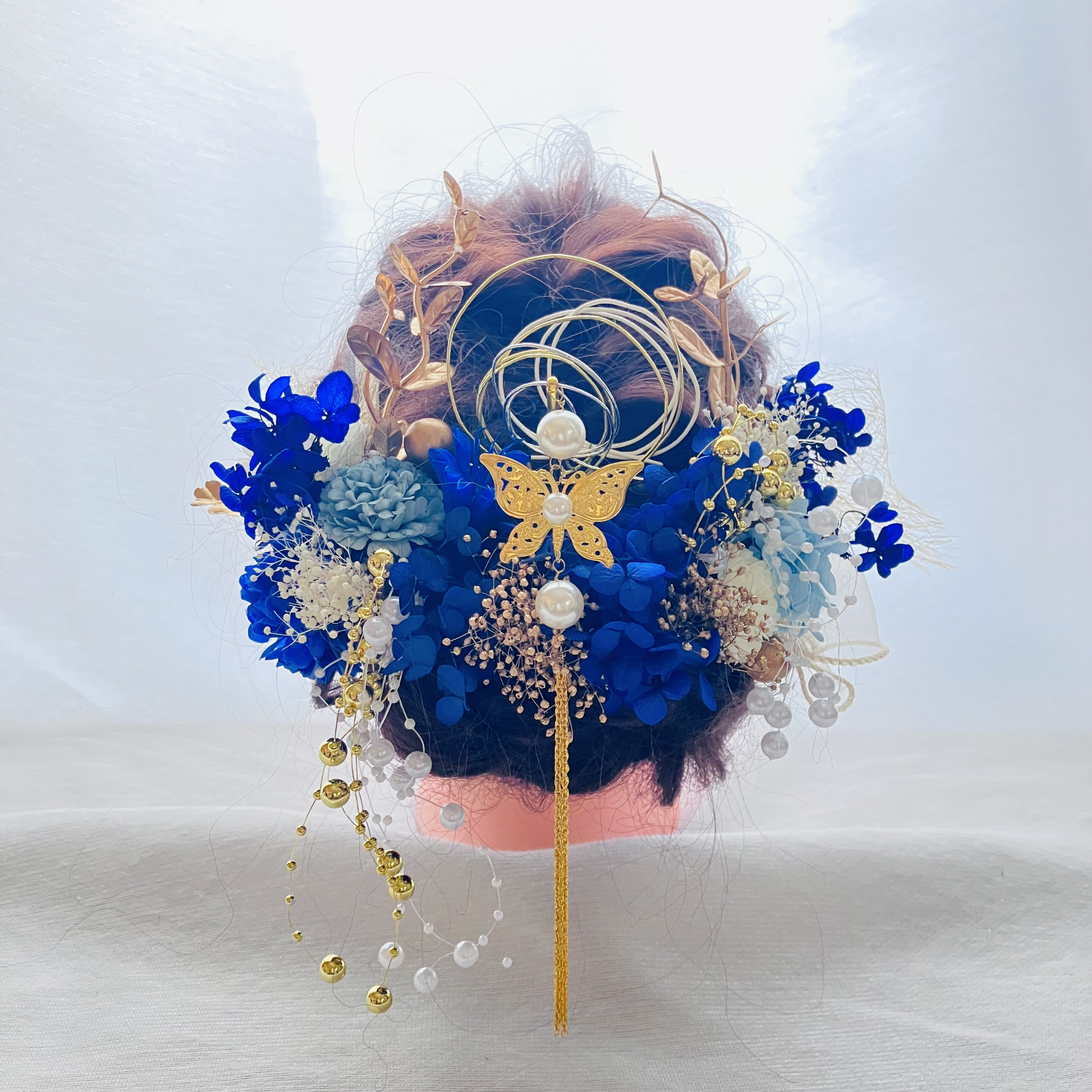 揺れるパール簪【卒業式髪飾り】【結婚式髪飾り】【成人式髪飾り】【ウェディング】簪　水引　金箔　振袖　袴　チュール　成人式