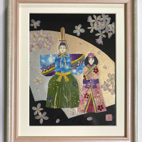 押し花切り絵アート額、切り絵と押し花コラボアート - e-life-sp