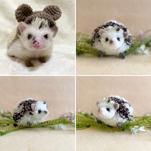 海外作家様 ハンドメイド ぬいぐるみ ハリネズミ 赤リボンハート