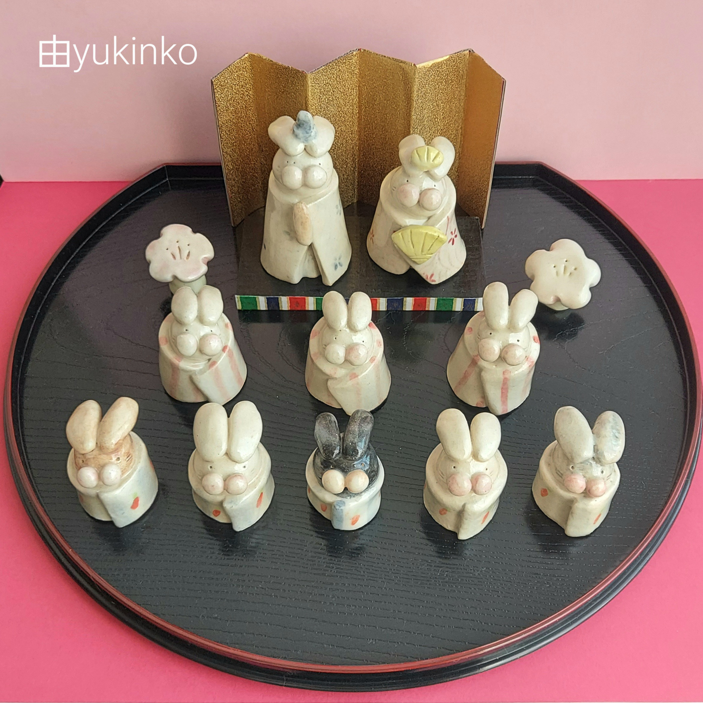 ぷっくりお鼻のうさぎ雛三段セット