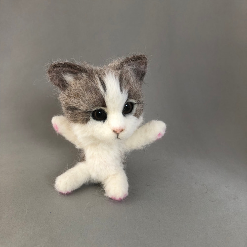 羊毛フェルト 猫 可動ねこ 羊毛フェルト にじいろ 羊毛フェルト