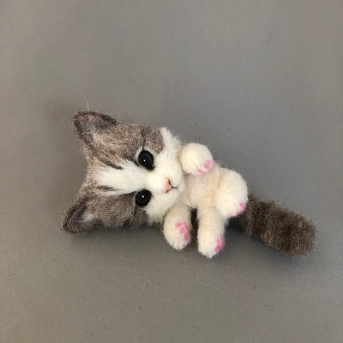 羊毛フェルト 猫 可動ねこ 羊毛フェルト にじいろ 羊毛フェルト