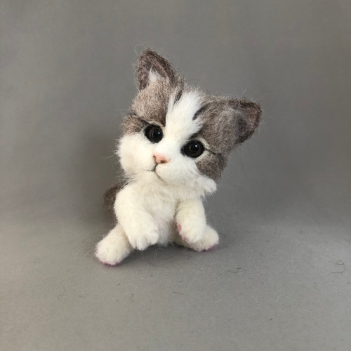羊毛フェルト 猫 可動ねこ 羊毛フェルト にじいろ 羊毛フェルト