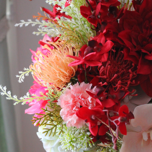 アーティフィシャルフラワー】華やかなダリアのアレンジメント