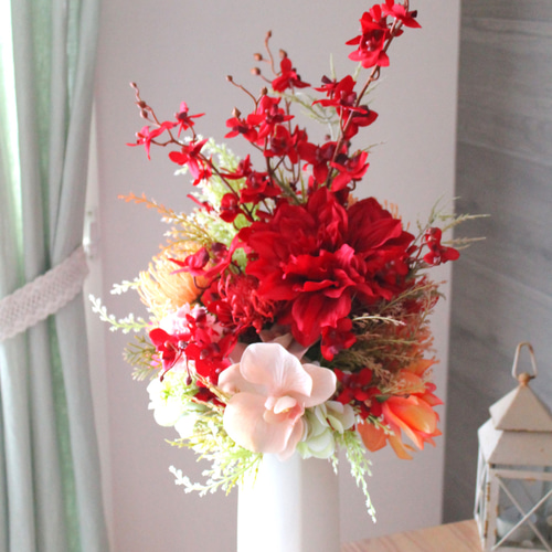 アーティフィシャルフラワー】華やかなダリアのアレンジメント
