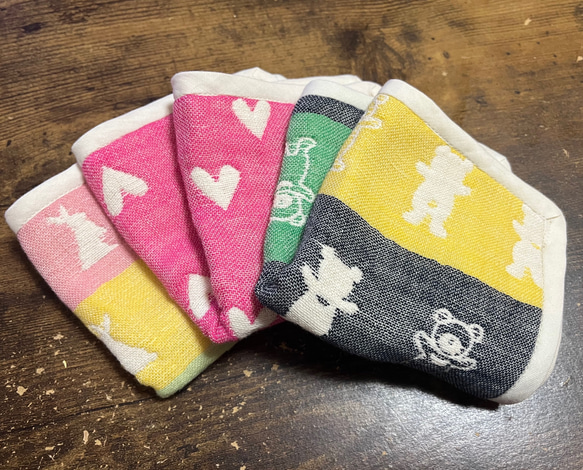 ふわふわガーゼハンカチ うさぎ ハート くま ハンカチ・手ぬぐい  