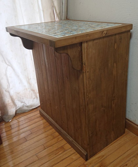 カウンター テーブル タイル ‎タイルカウンター 白 天然木 耐熱タイル タイル入りカウンターテーブル＆スツールセット/WH‐【公式】秋島